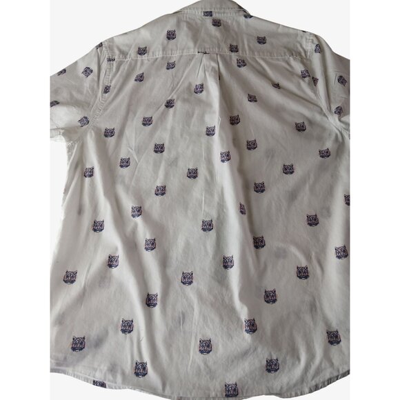 Sovereign Code White Short Sleeve Tiger Print Button Up Shirt Size XL Pink Blue - Picture 10 of 11